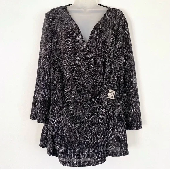 Anne Klein Metallic Black Top - Picture 1 of 4